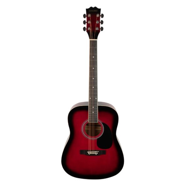 Sanchez Akustik Gitar 4/4 Düz Kasa-Kırmızı