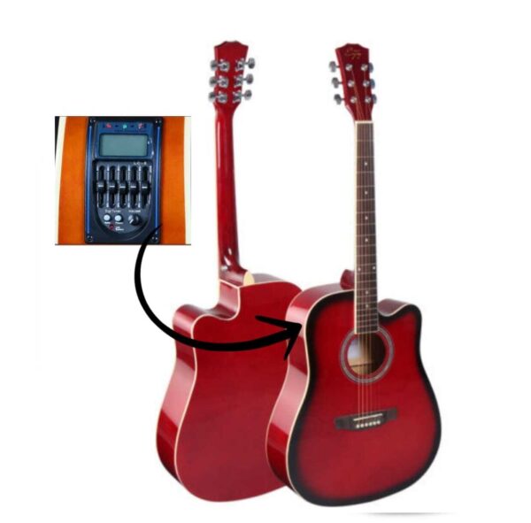 Sanchez Elektro Akustik Gitar 4/4 Kesik Kasa-Kırmızı - Görsel 2